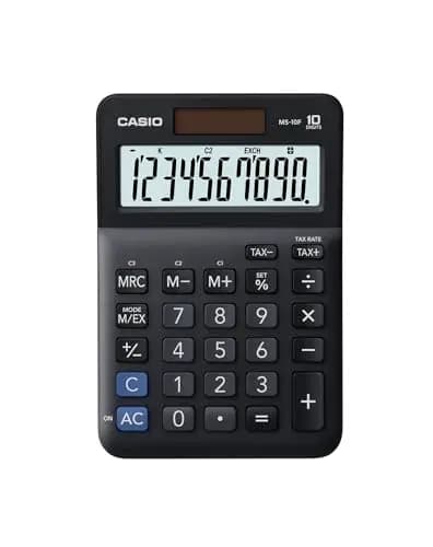 Casio MS-10F - Calculadora de Escritorio, 10,1 x 2,7 x 14,8 cm, Color Negro