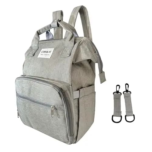 Mochila pañalera con diferentes espacios de almacenamiento y correas para el cochecito, ideal para llevar tu cambiador bebe portatil, funcional bolso carro bebe.