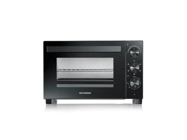 Severin Horno tostador con convección, con asador para carne, horno de convección versátil, capacidad de 30 litros, horno de sobremesa, 100-230 °C, temporizador de 120 minutos, 1600 W, negro, TO 9020