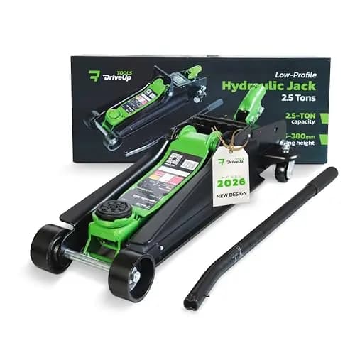 Gato Hidráulico de Carretilla 2,5 T (2500 kg) – Perfil Bajo, Altura 85-380 mm – Elevación Rápida, Almohadilla de Goma y Ruedas 360° – Gato para Coches y SUV, Ideal para Cambio de Rueda