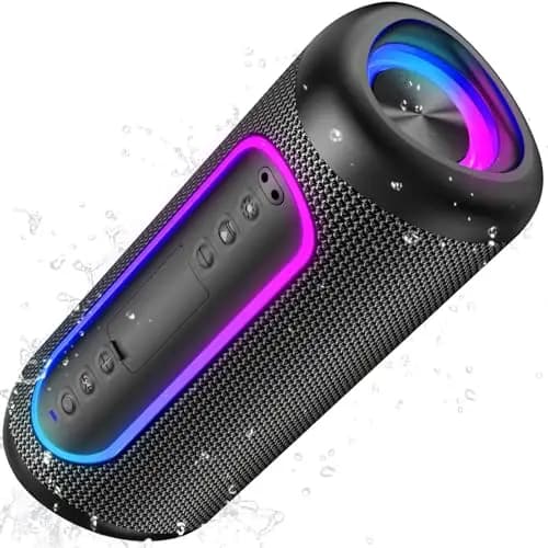 UOHHBOE - Altavoz Bluetooth Potente 30W, Bajos Profundos y Agudos Nítidos, Bluetooth 5.4, 30H Reproducción, IPX5 Impermeable, RGB Luces, Altavoz Portátil TWS, Apoya Micro SD AUX TF Tarjeta