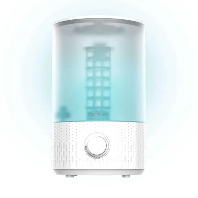 Cecotec Humidificador de Agua Breezecare 2500 Light. 27W, Humidificación Máxima 250ml/h, Depósito de 2,5L, Rueda de Control, Luz LED, Uso Seguro y Saludable, Cobertura hasta 30m²
