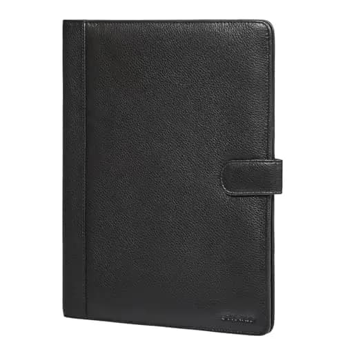 STILORD Raymond Carpeta de Cuero A4 con Pinza Vintage Portafolio de Piel Carpeta Conferencia Negocios Portadocumentos con Clip Cierre Magnético y Bolsillo Interior Color:Negro