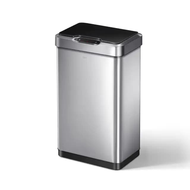 EKO Mirage-T | Cubo de Basura Cocina 50L con Sensor de Movimiento | Papelera Rectangular sin Contacto en Acero Inoxidable Cepillado
