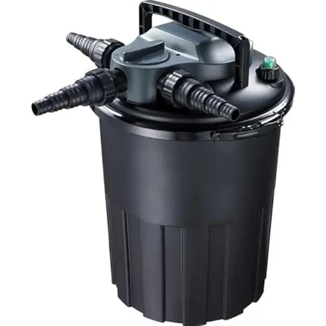 AquaForte CBF-12000 Filtro de presión con UV-C PL de 24 vatios y función de retrolavado, de fácil mantenimiento, máximo. Caudal 6 m3 por hora, Max. Estanque 12 m3, Tamaño Ø41 x 51 cm