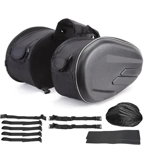 Maletas para Moto,36L-58L,Impermeable,Pareja Bolsas Side Capacidad Ampliable,Negro