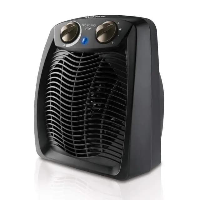Taurus Tropicano 2400 Calefactor, termoventilador, 2 potencias de calor + ventilador, 2400W, asa de transporte, termostato ajustable, silencioso, diseño negro