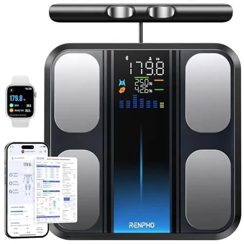 RENPHO Báscula de Peso Corporal, Báscula de Baño Inteligente de 8 Electrodos con IMC, Masa Muscular, Seguimiento Fitness, Monitor de Composición Corporal de Alta Precisión, MorphoScan Base
