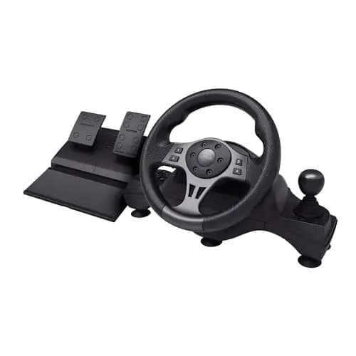 GXTrust Movi Volante de Carreras PC con Pedales, Levas de Cambio, Palanca de Cambios, Vibración, Racing/Farming Simulator / F1 / Gran Turismo
