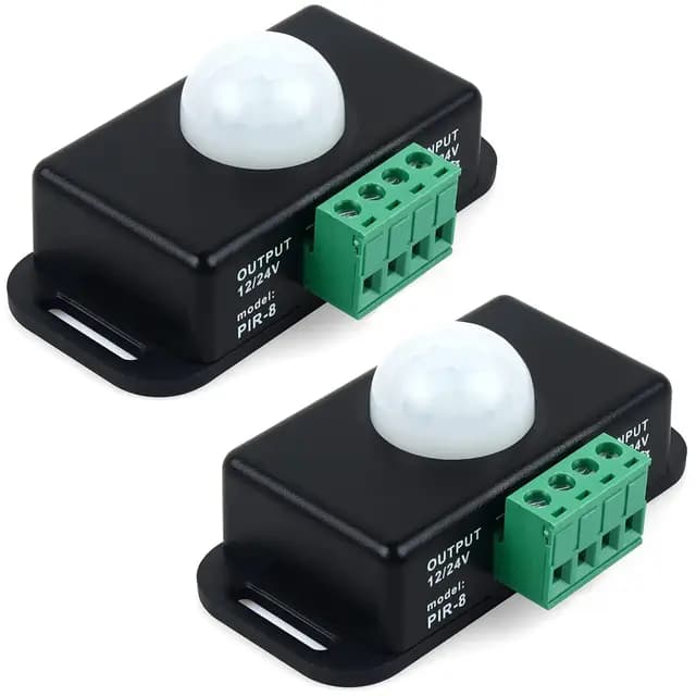 Greluma 2 PCS Interruptor con Sensor de Movimiento, Controlador de Interruptor LED con Sensor PIR de 12V/24V para Tiras de luz LED Flexibles