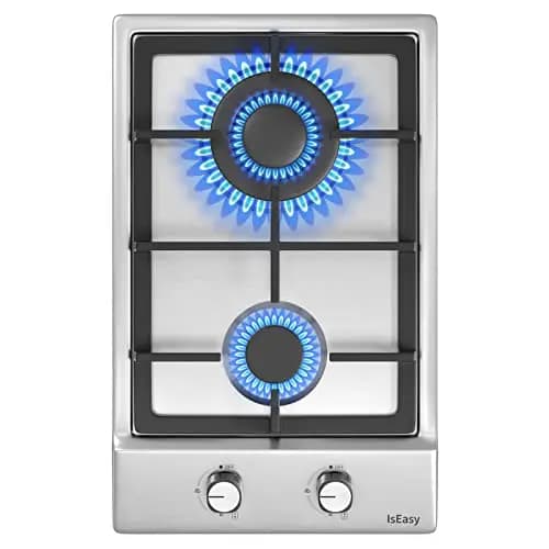 Placa de cocción a gas (acero inoxidable – encimera de 2 fuegos)