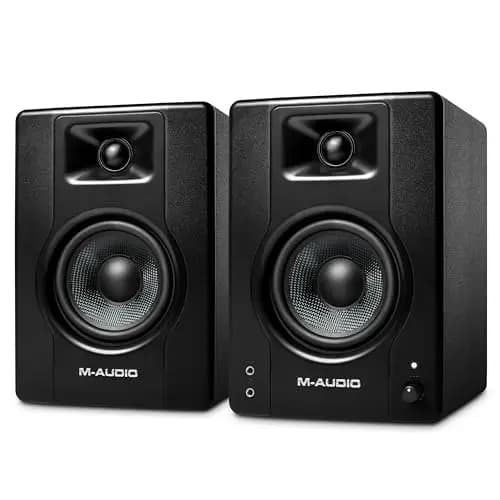 M-AUDIO BX4 Par 4.5 Pulgadas Monitores de Estudio, Altavoces Autoamplificados para PC para Videojuegos, producción Musical, transmisiones en Directo, Podcast