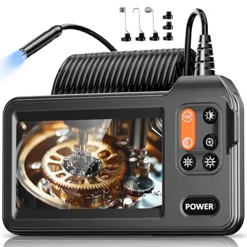 Cámara Endoscópica, Hopefox 1080P HD 4,3" Pantalla IPS Endoscopio Camara de Inspeccion con 8 Luces LED, IP67 Camara Inspeccion Tuberias, Cable Semi-Rígido de 5M, Herramientas Taller mecanico