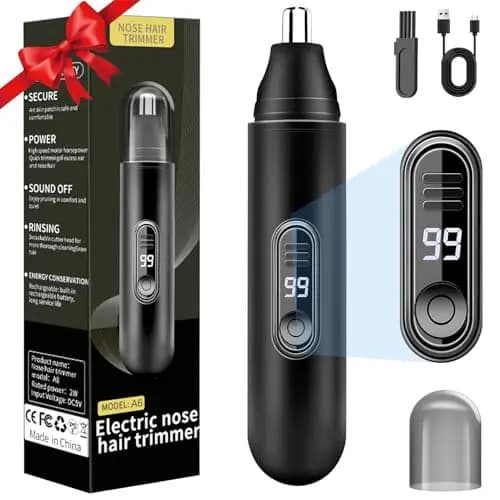Cortapelos Nariz, Recortador Pelos nariz y oreja USB Recargable, LCD Display, IPX7 para Cortar el Vello de la Nariz y Orejas, Nose Hair Trimmer para Hombres y Mujeres