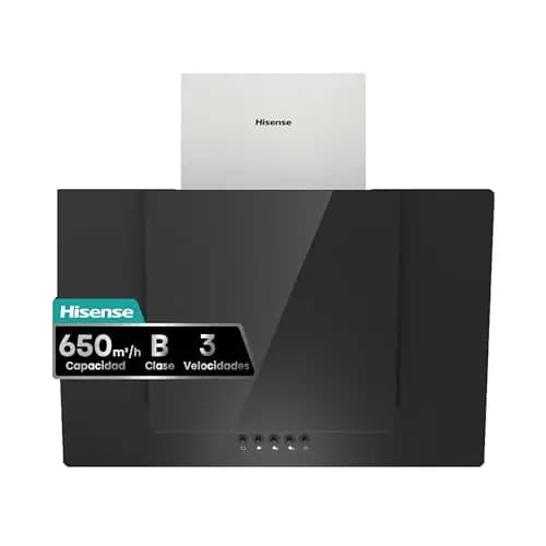 Hisense CH6IN6BXBG - Campana Decorativa 60 cm, Capacidad de Succión de 650 m³/h, Iluminación LED, Filtro de aluminio de Fácil Mantenimiento