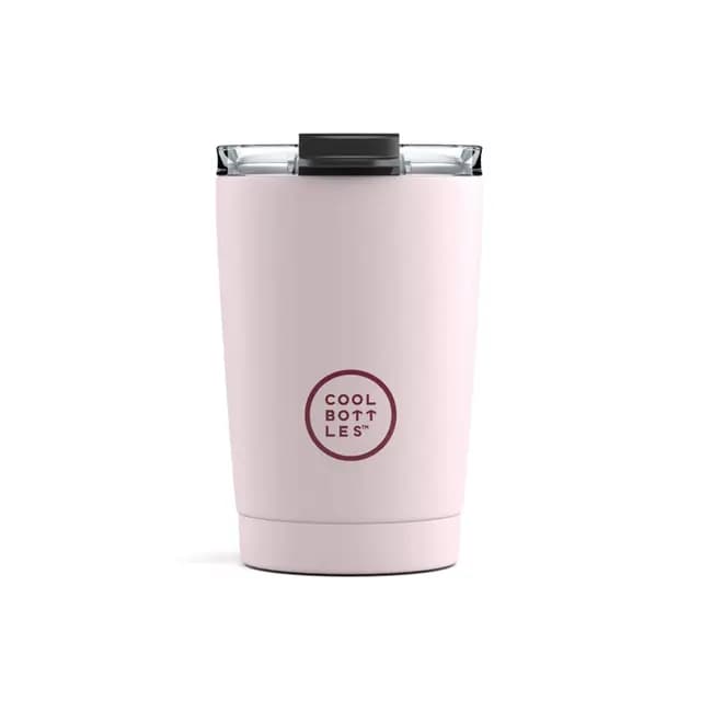 Cool Bottles - Vaso Térmico de Acero Inoxidable 330 ml - Pastel Pink - Tapa Hermética - Vaso para Café - Bebidas Frías 10 horas y Calientes 5 horas - Libre de BPA