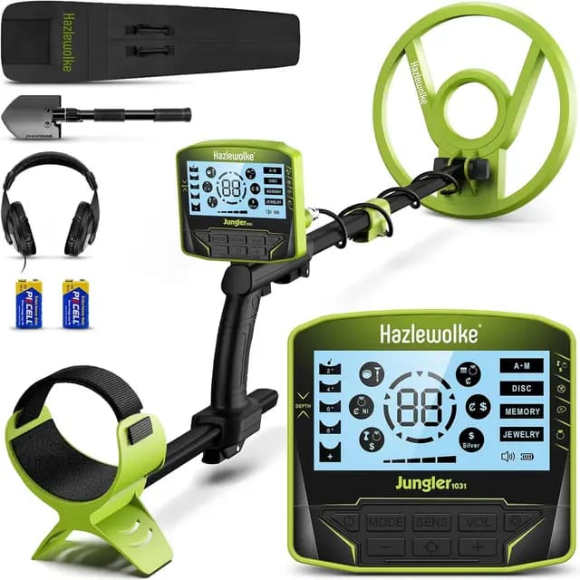 Hazlewolke Detector de Metales Profesional, 5 Modos Profesionales con Mayor precisión 25CM Bobina Impermeable para la búsqueda de Oro
