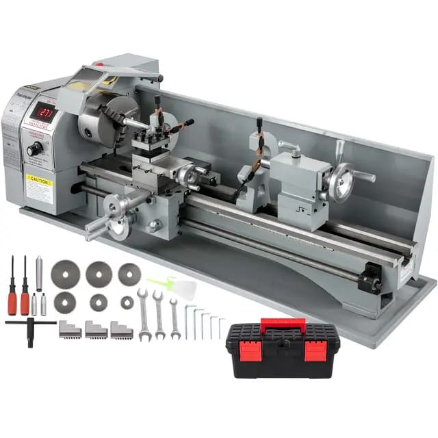 VEVOR Torno de Metal 750W 220x750mm Torno de Trabajo de Metal Velocidad Variable 50-2250 RPM Contrapunto MT2 Mini Torno de Metal de Precisión para Torneado de Metales, Husillos, Prototipos, Modelos
