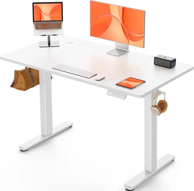 ErGear Escritorio Elevable Eléctrico, Mesa de Trabajo Ajustable en Altura, Mesa de Oficina en Casa con Tablero Ensamblado, 120 x 60 cm, Estilo Moderno, Ideal para Trabajo, Redacción y Juegos