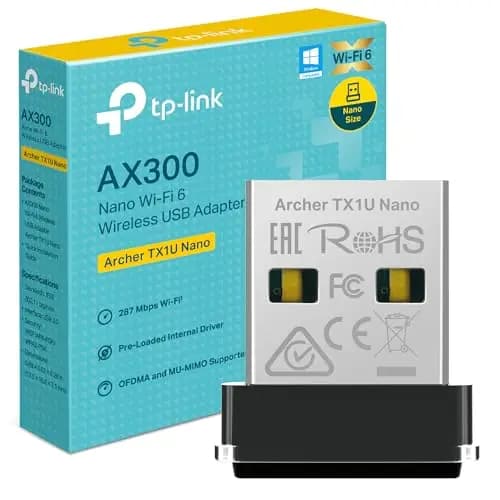 TP-Link Archer TX1U Nano WiFi Adapter for PC, Wi-Fi Wi-Fi Stick, Plug & Play, Nano Size, MU-MIMO, Access Point Mode, Compatible with Windows, Wi-Fi 6 AX300 2