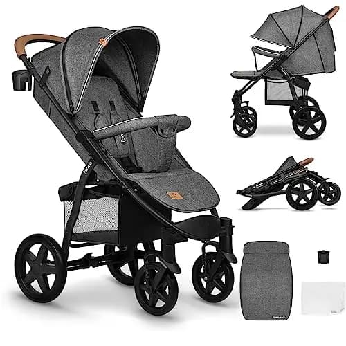 LIONELO Annet Silla de Pase Para niños hasta 22 kg 0-48M ajuste del respaldo hasta posición horizontal Capucha XXL Plegable fácil con ventana Mosquitera (Stone Caramel)