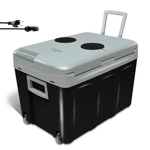 briebe Nevera Portátil Eléctrica de Viaje para Coche, Camping, 12V / 220V, Capacidad 40 L, Ruedas, Refrigera, Mantiene el Calor, Modo Bajo Consumo