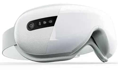 Masajeador de Ojos con Calor, Compresión&Música, Masajeador Facial Electrico para Relajar los Ojos, Aliviar la Fatiga Visual y la Sequedad Ocular, Regalo de Cumpleaños para Mamás/Papás, Blanco