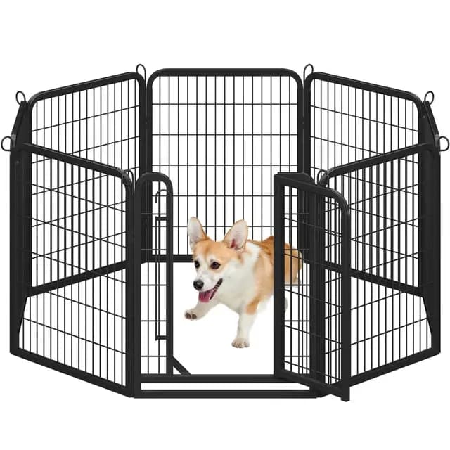 Yaheetech 8 Vallas para Perros Parque para Perros de Metal con Puerta 80 cm Jaula de Mascota Animales