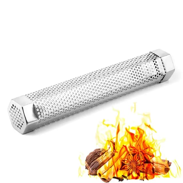QWORK® Tubo de Ahumador para Parrilla de 30 cm de Acero Inoxidable para Parrilla de Pellet, Ahumador en Frío con Tubo Hexagonal para Todas Las Parrillas, Ahumado en Frío/Calor