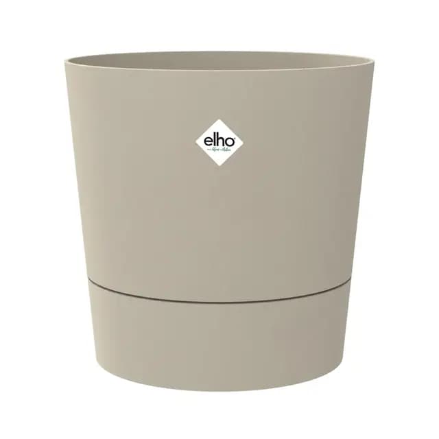 Elho FOSS Rond 43cm - Maceteros Decorativos Interior & Exterior - 100% Plástico Reciclado - Ø 43 x H 42.5 - Beige/Mushroom Beige
