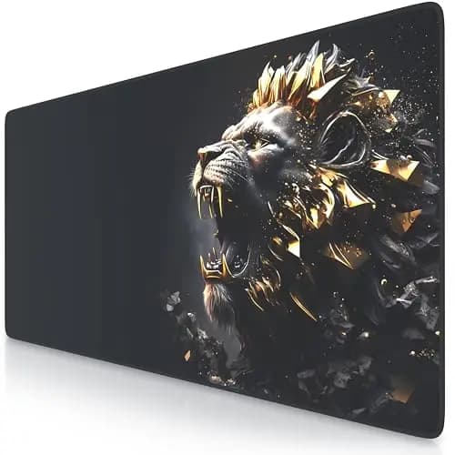 TITANWOLF – Alfombrilla Gaming XXL para ratón 900x400 – Mouse Pad - Precisión y Velocidad - Parte Inferior de Goma para una sujeción Estable - Antideslizante, Resistente al Agua – Gold Lion