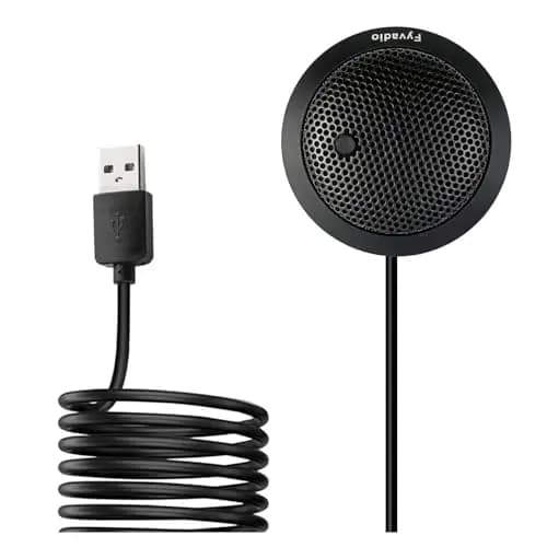 Micrófono USB de Conferencia, USB Micrófono para Ordenador, Micrófono de Condensador Omnidireccional de 360° para Portátil con Botón de Silencio para Reuniones/Clases Online, Zoom, Juegos, Plug & Play