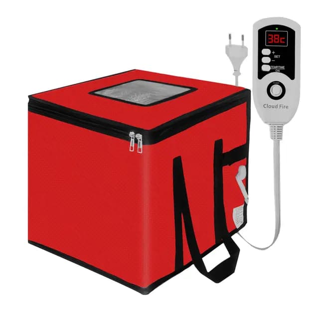 Cloud Fire Caja de Fermentación Eléctrica Plegable Azul 43L, 150W con Control de Temperatura, Fermentadora para Pan y Masa Madre, Armario Desmontable para Pizza, Yogur y Repostería (35×35×35 cm)