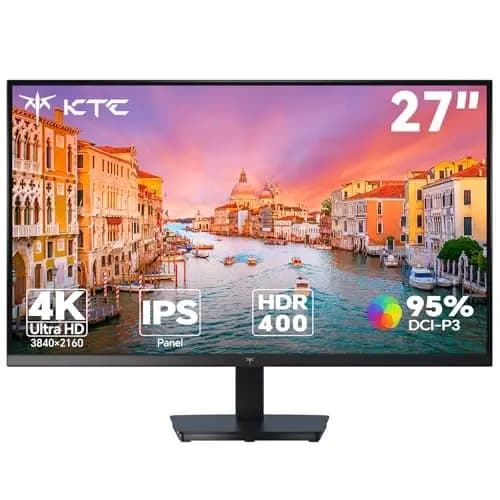KTC Monitor 4K de 27 Pulgadas | UHD@60Hz | 1,07 Mil Millones de Colores, 133% sRGB, 100% DCI-P3, ΔE<2 | Brillo 400 CD/㎡, HDR400 | VESA | Hardware Anti-Luz Azul | 2 x HDMI 2.0, 1 x DP 1.4 | H27P27