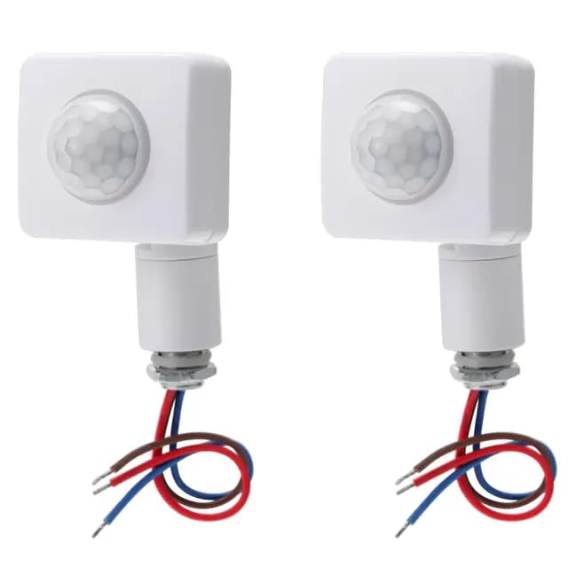 Greluma 2 Piezas Sensor de Movimiento infrarrojo del Cuerpo PIR AC 85-265V(220V), Rango de detección 12m a 160°, Orificio de Montaje de 10mm