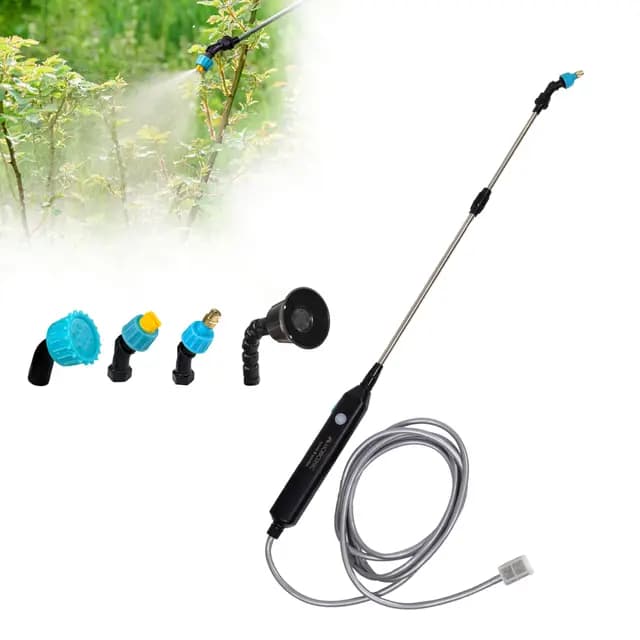 Mobiclinic®, Pulverizador Eléctrico, Manguera 3M, 4 Boquillas Intercambiables, 2 Potencias, Autonomía 2 a 3h, Varilla Extensible 60-85 cm, Carga USB, Mango Ergonómico, Riego y Limpieza, Profumig