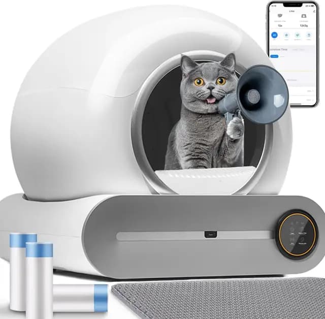 Arenero Gatos Autolimpiable, Caixa De Areia Cerrado para Gatos Automatico, 65L + 9L XXL, Desodorizante, Controlado por Aplicación, Cagadero Autolimpiable Grande, Adecuado para Varios Gatos