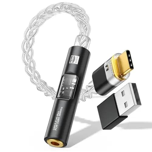 MoKo Adaptador Audio USB C a 3.5mm - Chip Dual CX31993 MAX97220 DAC y Amplificador HiFi, Adaptador Tipo C a Auxiliar de 3,5 mm para Auriculares para Android, iPhone, iPad, Mac, Switch, PS5, Negro