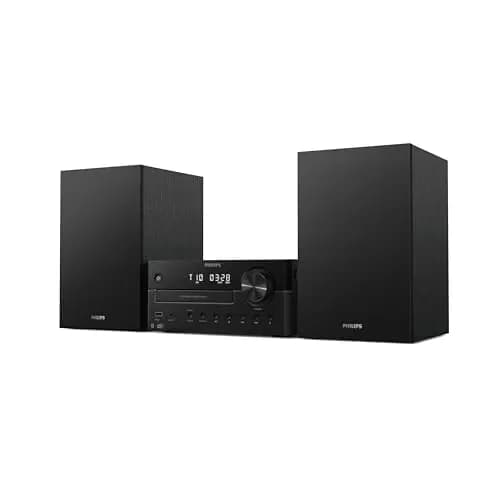 Philips TAM4555M2 Sistema Micro Hi-Fi –100W, Altavoces con Bass Reflex, DAB+/ FM, CD, USB, Entrada Audio, Bluetooth 5.4, Auracast, Control Remoto, Preconfiguraciones Sonido Digital, Embalaje Ecológico