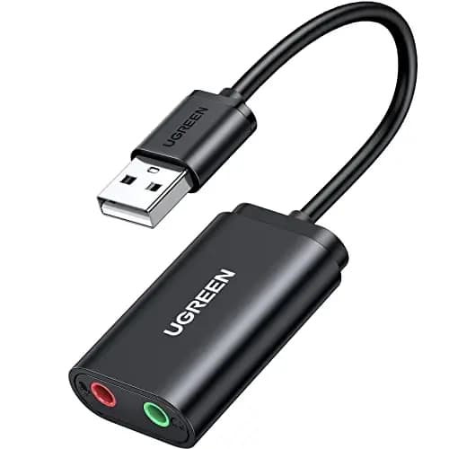 UGREEN Tarjeta de Sonido USB Externa Soporta Auriculares y Micrófono, Adaptador Audio Tipo C a Jack 3.5mm Compatible con PC, Macbook, MateBook, PS5/PS4, Altavoces, Amplificador