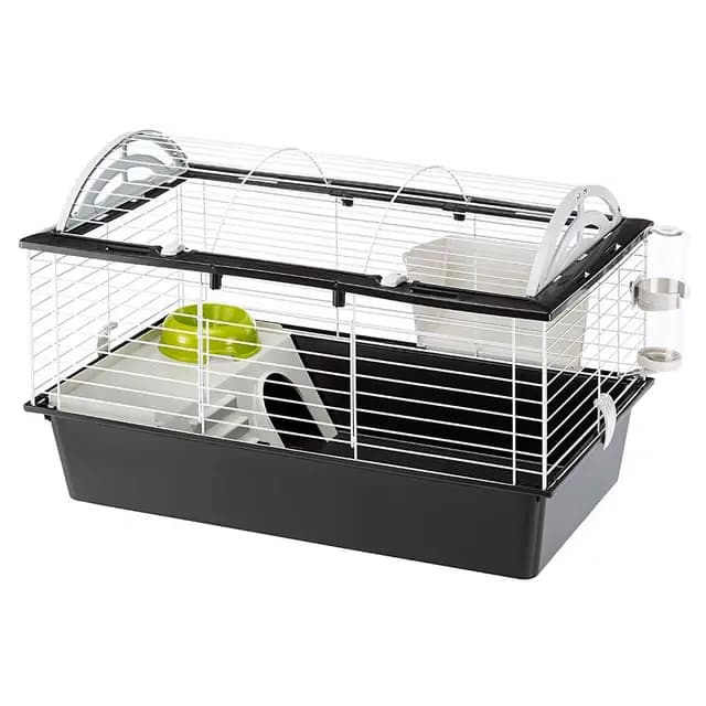Ferplast Jaula Conejos CASITA 80 - Espaciosa, Techo Abatible, Escalera Frontal, Clips de Seguridad - Fácil Mantenimiento, Accesorios Incluidos - Eco-Sostenible - 78 x 48 x h 50 cm