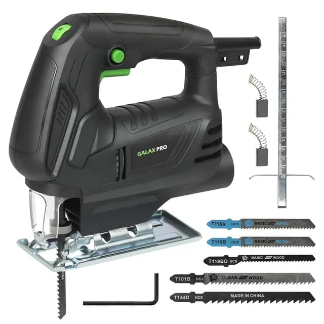 GALAX PRO 500W Sierra de Calar, 0-3000 SPM 6 Velocidad Ajustable variable,Corte -45º a 45º Sierra de Calar con cable y luces LED para cortar metal, madera y plásticos
