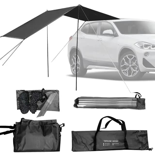 ChenbowToldo para Coche, Tienda Techo Caravana 440x200cm, Toldo Caravana, Carpa Trasera, Portón Trasero, Toldo de Privacidad
