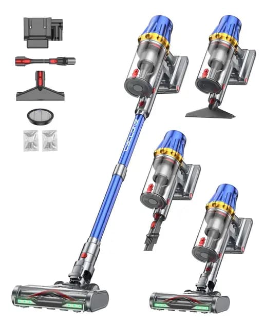 H9 Aspiradora Sin Cable, Aspiradora Potente 58Kpa/650W, 90Min Autonomía, Pantalla Táctil LED, Autoportante, Cepillo Antienredos para Suelos/Alfombras/Pelo de Mascotas, Azul