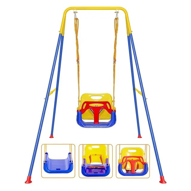 Columpio para Bebé Infant 3 En 1, Columpio Jardin exteriorl De Exterior/Interior, Soporte de Metal Plegable e Instrucciones, Fácil de Montar y Guardar,Adecuado para Niños De Todas Las Edades
