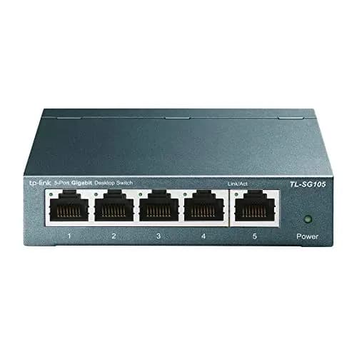 TP-Link TL-SG105 - Switch gigabit 5 Puertos 10/100/1000 Switch ethernet, Indicador del Estado, Acero Inoxidable con Super disipación de Calor, IGMP snooping, QoS