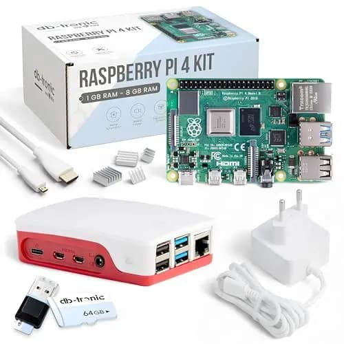 db-tronic Raspberry Pi 4 4 GB Starter Kit | Edición 64 GB | Alimentación 15 W | Carcasa | HDMI 4K | Disipadores | Ideal para Home Assistant y el Smart Home