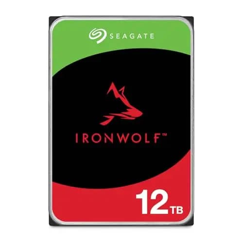 Seagate IronWolf 12TB, Disco duro interno, NAS HDD, CMR, 3.5 Pulgadas, SATA 6 GB/s, caché de 256 MB para almacenamiento conectado a red RAID, Paquete Abre-fácil, Rescue Services (ST12000VNZ008)