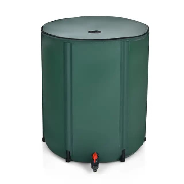 COSTWAY Barril de Lluvia Plegable de 200L Tanque de Agua de Lluvia de PVC con Grifo y Válvula de Drenaje para Jardín (200 L)