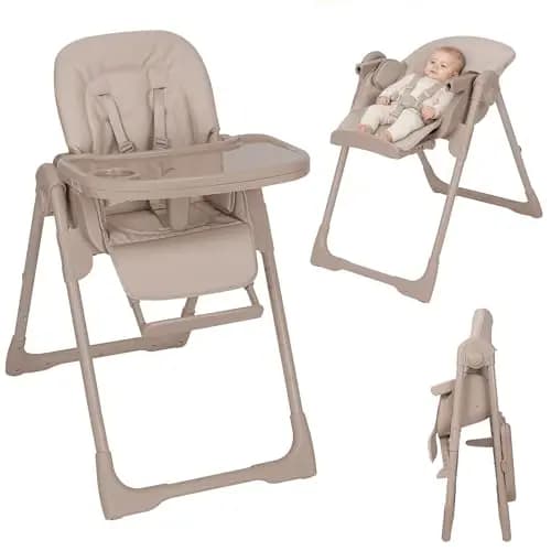 Lionelo Linn Plus Trona para Bebe 2 en 1 hasta 15 kg, Trona con Funcion Hamaca Desde el Nacimiento, Plegable, Ruedas, Regulacion con una Mano, 6 Alturas, 3 Posiciones, Bandeja Lavavajillas